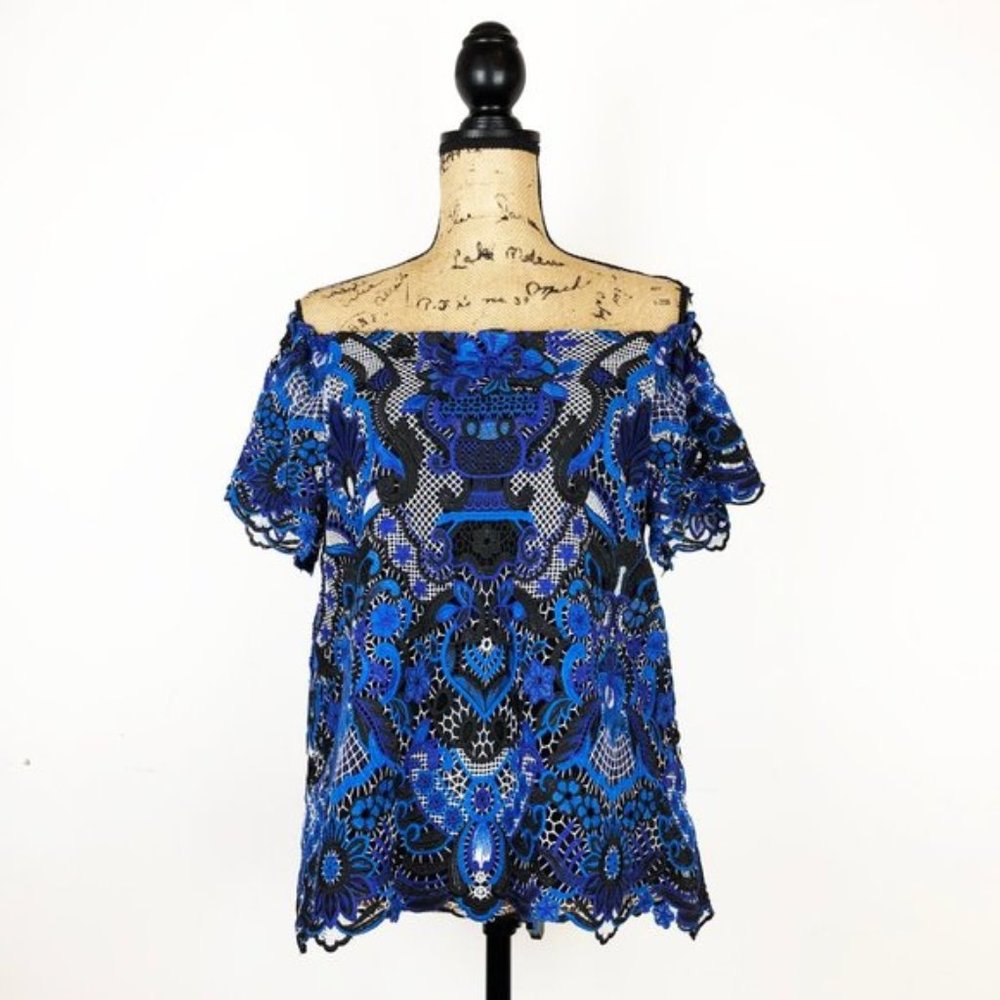 Alice + Olivia Guipure Lace Maxie Lace Top